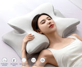 Ice Silk Butterfly-Shaped Memory Foam Pillow | Ergonomic, Orthopedic, Sleep-Aiding, Suitable for Three Sleeping Positions (23.62*15.75*5.12 inch，Dark gray)