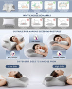 Ice Silk Butterfly-Shaped Memory Foam Pillow | Ergonomic, Orthopedic, Sleep-Aiding, Suitable for Three Sleeping Positions (23.62*15.75*5.12 inch，Dark gray)