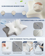 Ice Silk Butterfly-Shaped Memory Foam Pillow | Ergonomic, Orthopedic, Sleep-Aiding, Suitable for Three Sleeping Positions (23.62*15.75*5.12 inch，Light gray) - 45-Degree Angle