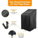 Garden Chair Cover, 420D Oxford Waterproof Stackable Outdoor Chair Cover, Black, 70 x 70 x 85/125 cm - Side View