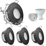 4 Pack Recessed Spotlights, LED 5W 3000K Warm White, IP65 Waterproof, Satin Nickel Black, Cutout 68 mm