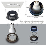 4 Pack Recessed Spotlights, LED 5W 3000K Warm White, IP65 Waterproof, Satin Nickel Black, Cutout 68 mm
