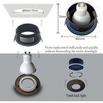 4 Pack Recessed Spotlights, LED 5W 3000K Warm White, IP65 Waterproof, Satin Nickel Black, Cutout 68 mm