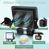 2 Pack LED Floodlight with Motion Sensor, 50W 5000LM 7000K Cool White, IP67 Waterproof - Front View