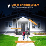 2 Pack LED Floodlight with Motion Sensor, 50W 5000LM 7000K Cool White, IP67 Waterproof - Top-Down View