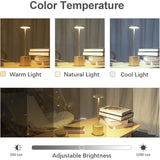 Table Lamp, Rechargeable Wireless LED Metal Desk Lamp, 5000mAh USB Charging, 3 Color Modes - Front View