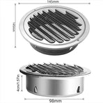 Round Ventilation Grille, Stainless Steel Vent Grille with Net, for 100 mm Opening
