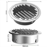 Round Ventilation Grille, Stainless Steel Vent Grille with Net, for 100 mm Opening - Front View