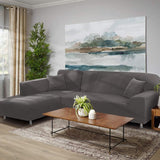 1 Piece Corner Sofa Cover with L Armrests and 1 Pillowcase, Stretch L Shape Cover, 90 to 140 cm - Side View