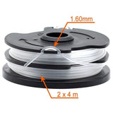 6 Pack Replacement Line Spool Compatible with LIDL Parkside PRTA 20 Li A1 B2 C3 PRT 550 A1 A3 PRT 300 A1, 2 x 4 m, 1.6 mm - Front View