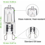 10 Pack G9 Oven Bulb, 40W 230V 300 Degree C, Dimmable Warm White, 480LM - Front View