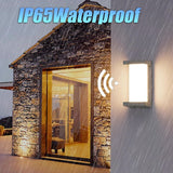 2 Pack Wall Light with Motion Sensor, LED 18W 3000K 1200 Lumens, IP65 Waterproof - Front View