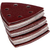 120 Pack Delta Sanding Triangles, 6 Hole Sandpaper, Grit 40 60 80 120 180 240, 90 x 90 x 90 mm - Side View