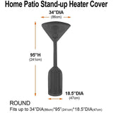 Gas Patio Heater Cover, Water Resistant Parasol Heater Cover, Black, 241 x 86 x 47 cm - Side View