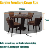 Round Garden Furniture Cover, Heavy Duty 210D Oxford Protective Cover, 128 x 71 cm - Front View