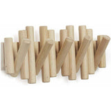 Wooden Wall Coat Rack with 5 Retractable Hooks, 37.1 x 16.5 x 4.4 cm