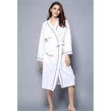 Women Bathrobe, Lightweight Waffle Cotton Unisex Dressing Gown, White L - Front View