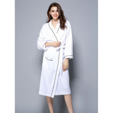 Women Bathrobe, Lightweight Waffle Cotton Unisex Dressing Gown, White L - Top-Down View