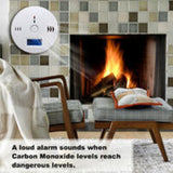 Smoke and Carbon Monoxide Detector Alarm, CO Sensor with LCD Display and Memory Function, Battery Operated - Side View