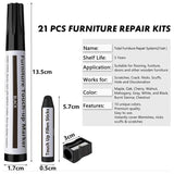 21 Pack Furniture Touch Up Pens, Felt Marker Repair Kit for Stains, Scratches, Wood Floors and Tables - Front View