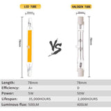 2 Pack R7S LED Bulb, J78 78 mm 5W 3000K Warm White 500LM, Non Dimmable, Replaces 40W 50W Halogen - Front View