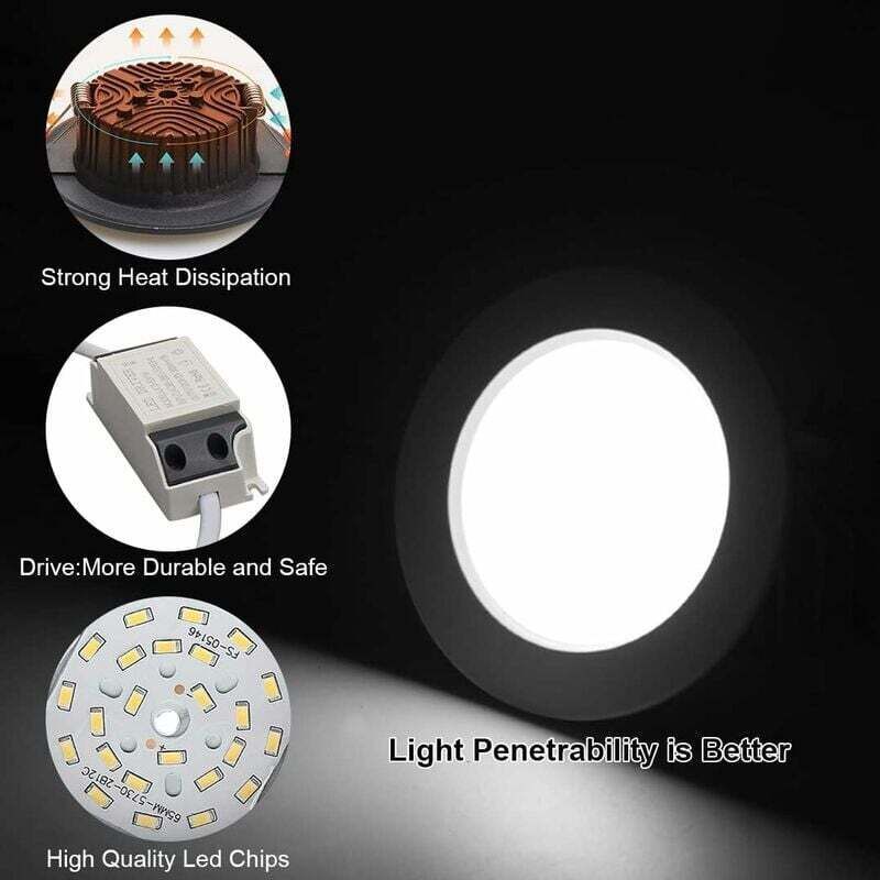 10 Pack Recessed LED Spotlight, 7W 3000K Warm White, IP44, AC 220 to 240V, Cutout 7 to 8.5 cm