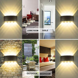 Wall Lamp, LED 8W IP65 Waterproof Aluminum Up Down Light, Warm White - Front View