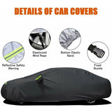 Outdoor Car Cover, Breathable Anti UV Dust and Snow Resistant, Black, 4.8 x 1.8 x 1.5 m - Top-Down View