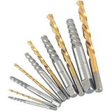 10 Pack Left Hand Screw Extractor and Drill Bit Set, Cobalt Countersink for Drill - Top-Down View