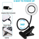 7W USB Clip Desk Lamp 48 LEDs 3 Colors 10 Brightness Levels Black