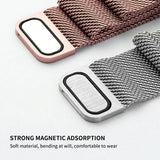 Milanese Watch Band Compatible with Apple Watch Ultra 2 3 Series 11 10 9 8 7 6 5 3 SE Rose Gold, 42mm 44mm 45mm 46mm 49mm - Front View