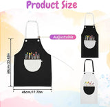 2 Pack Kids Art Aprons, Waterproof Adjustable Bib Aprons with Pockets, Black White Age 6-8 - Front View