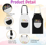 2 Pack Kids Art Aprons, Waterproof Adjustable Bib Aprons with Pockets, Black White Age 6-8