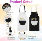 2 Pack Kids Art Aprons, Waterproof Adjustable Bib Aprons with Pockets, Black White Age 6-8