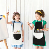 2 Pack Kids Art Aprons, Waterproof Adjustable Bib Aprons with Pockets, Black White Age 6-8 - 45-Degree Angle