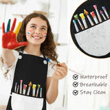 2 Pack Kids Art Aprons, Waterproof Adjustable Bib Aprons with Pockets, Black White Age 6-8 - Rear View