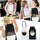2 Pack Kids Art Aprons, Waterproof Adjustable Bib Aprons with Pockets, Black White Age 6-8