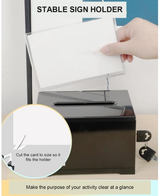 Black Acrylic Donation Box with Lock, Ballot Slot and Removable Sign Holder, 15.7 x 11.5 x 10.2 cm