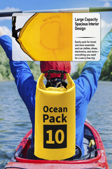 Ocean Pack Waterproof Dry Bag, 15L Double Shoulder Strap, 500D PVC Waterproof Sack for Kayaking, Swimming, Fishing, Camping, Outdoor Travel, Floating Dry Storage Bag(Yellow) - Top-Down View