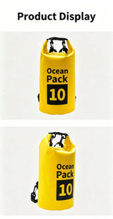 Ocean Pack Waterproof Dry Bag, 15L Double Shoulder Strap, 500D PVC Waterproof Sack for Kayaking, Swimming, Fishing, Camping, Outdoor Travel, Floating Dry Storage Bag(Yellow) - Rear View