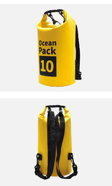 Ocean Pack Waterproof Dry Bag, 15L Double Shoulder Strap, 500D PVC Waterproof Sack for Kayaking, Swimming, Fishing, Camping, Outdoor Travel, Floating Dry Storage Bag(Yellow) - Close-Up Angle