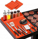 2 Pack Silicone Grill Tool Mat ，16 x 11.5 Inch Heat Resistant Non‑Slip BBQ Utensil Mat, Outdoor Cooking Camping Tailgating Accessories, Practical Father's Day Gifts for Men Dad, Orange