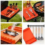 2 Pack Silicone Grill Tool Mat ，16 x 11.5 Inch Heat Resistant Non‑Slip BBQ Utensil Mat, Outdoor Cooking Camping Tailgating Accessories, Practical Father's Day Gifts for Men Dad, Orange