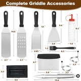 14PCS Griddle Accessories Kit, Flat Top Grill Accessories Set for Blackstone and Camp Chef, Grill Spatula Set with Enlarged Spatulas, Scraper for Outdoor Barbecue - Front View