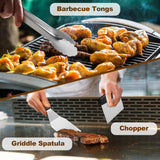 14PCS Griddle Accessories Kit, Flat Top Grill Accessories Set for Blackstone and Camp Chef, Grill Spatula Set with Enlarged Spatulas, Scraper for Outdoor Barbecue - Top-Down View