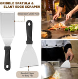 14PCS Griddle Accessories Kit, Flat Top Grill Accessories Set for Blackstone and Camp Chef, Grill Spatula Set with Enlarged Spatulas, Scraper for Outdoor Barbecue