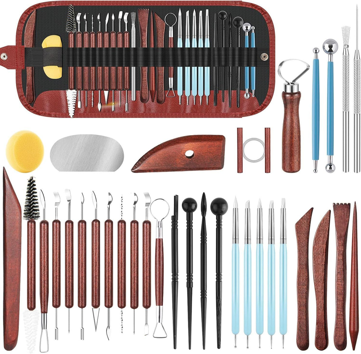 36PCS Pottery Tools and Supplies, Ceramic Polymer Tools Kit, Clay Tools Sculpting Set for Pottery Kiln, Pottery Wheel, Carving, Shaping, Dotting, Molding, Modeling, Air Dry Clay, Crafting Supplies
