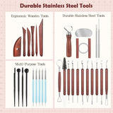 36PCS Pottery Tools and Supplies, Ceramic Polymer Tools Kit, Clay Tools Sculpting Set for Pottery Kiln, Pottery Wheel, Carving, Shaping, Dotting, Molding, Modeling, Air Dry Clay, Crafting Supplies - Side View