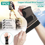 Wrist Brace | Wrist Support | Wrist Protector | Sports Brace Wrist | Copper Infused | Black | 1 Set | One Size