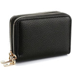 Luxury Double Zipper Wallet & Card Holder | Wallet | For Letters, 11 Cards & Coins | PU Leather | Black